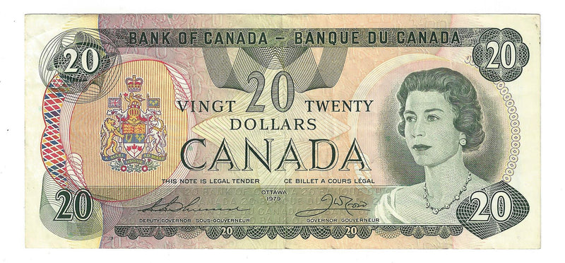 1979 Canada $20 Banknote Thiessen-Crow, 56, BC-54c-i Circ.