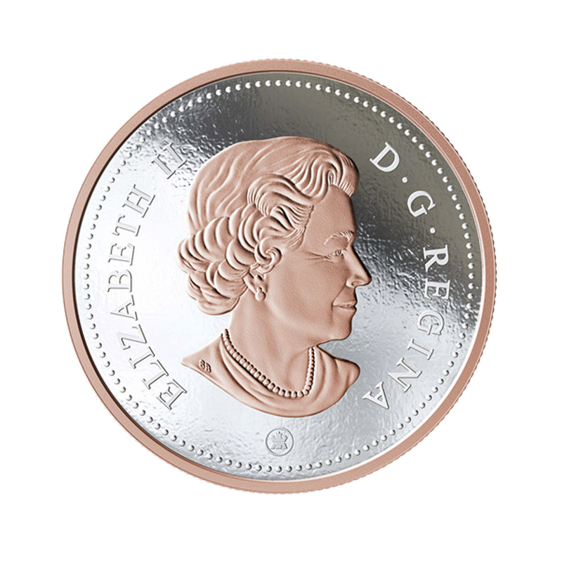 2018 Canada 10 Cent Big Coin Serie 5oz Pure Silver Coin with Rose Gold Plating