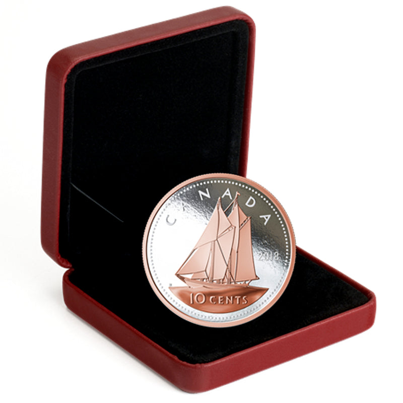 2018 Canada 10 Cent Big Coin Serie 5oz Pure Silver Coin with Rose Gold Plating