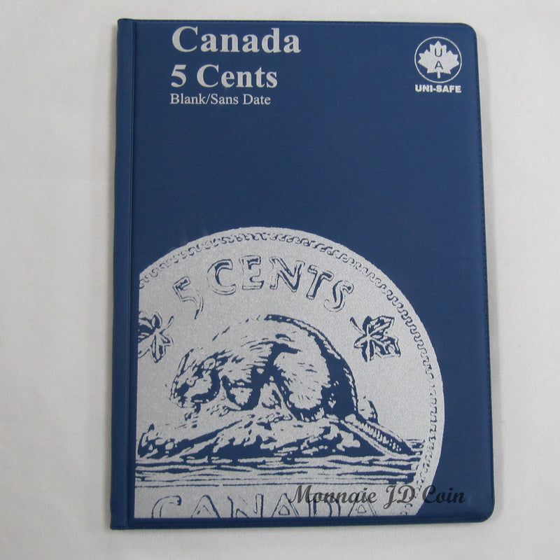 Uni-Safe Canada 5 Cent Blue Coin Folder Blank No Date