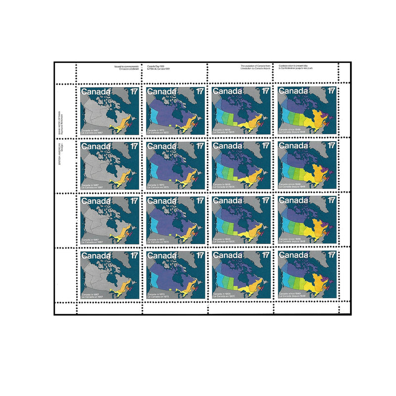 1981 Canada Stamp Full Pane of 16 Upper Left