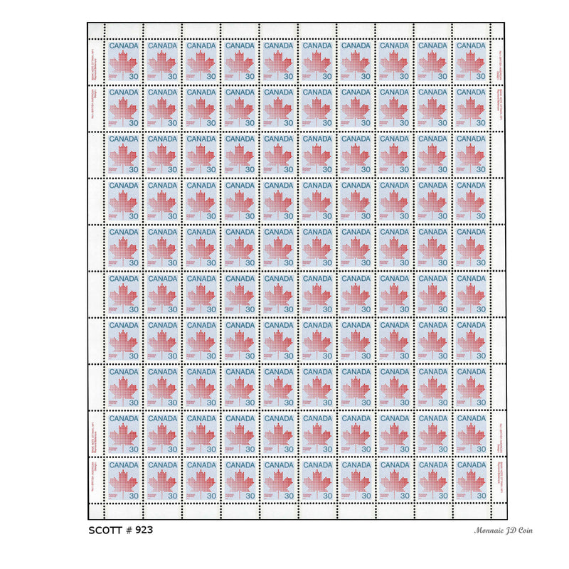 1982 Canada Stamp Full Pane of 100