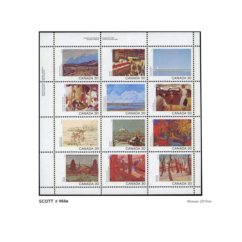 1982 Canada Stamp Full Plate Block of 12 Upper Left