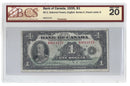 1935 Canada $1 Banknote Osborne-Towers Series A English Text BC-1 Certified BCS VF-20