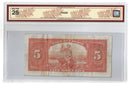 1935 Canada $5 Banknote Osborne-Towers English Text BC-5 Certified BCS VF-25