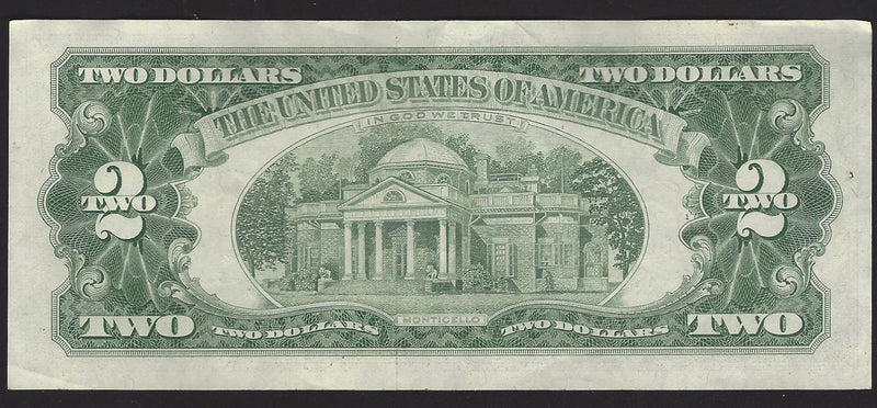 1953 USA $2 Two Dollar Bill Red Seal Number A06605107A (EF)