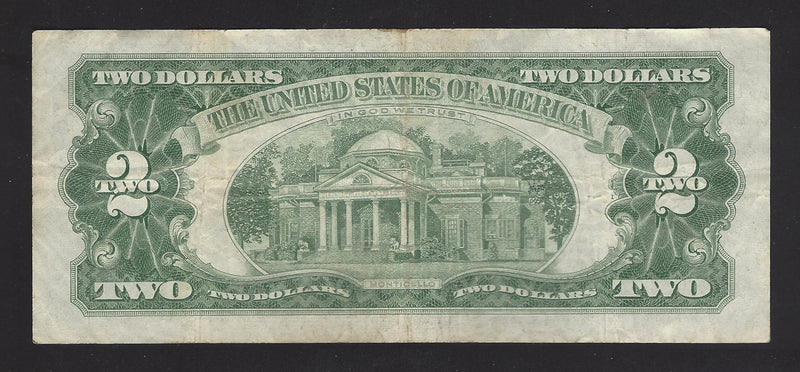 1953 USA $2 Two Dollar Bill Series (A) Red Seal Number A06632036A (VF)