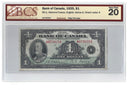 1935 Canada $1 Banknote Osborne-Towers Series A English Text BC-1 Certified BCS VF-20