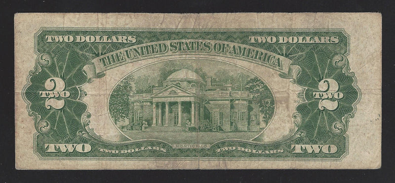 1953 USA $2 Two Dollar Bill Red Seal Number A07535914A (Fine)