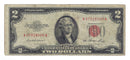 1953 USA $2 Two Dollar Bill Red Seal Number A07918500A (Fine)