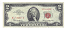 1953 USA $2 Two Dollar Bill Red Seal Number A12492597A (VF)