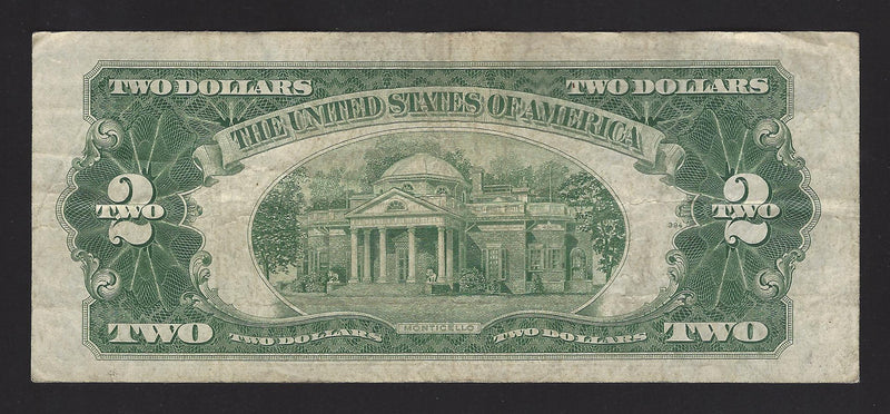 1953 USA $2 Two Dollar Bill Series (A) Red Seal Number A24831788A (VF)