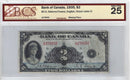 1935 Canada $2 Banknote Osborne-Towers, English Text, BC-3 BCS Certified (F-25)