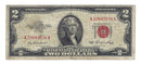 1953 USA $2 Two Dollar Bill Red Seal Number A33693034A (Fine)