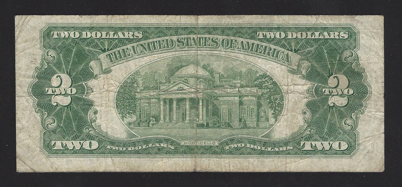 1953 USA $2 Two Dollar Bill Red Seal Number A33693034A (Fine)