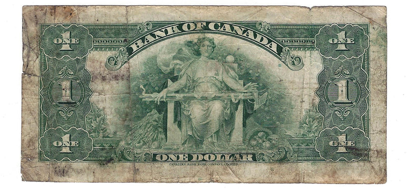 1935 Canada $1 Osborne-Towers, English,BC-1, Series C, VG