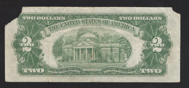 1953 A USA $2 Two Dollar Bill Red Seal Number A47171341A (VF) Damage