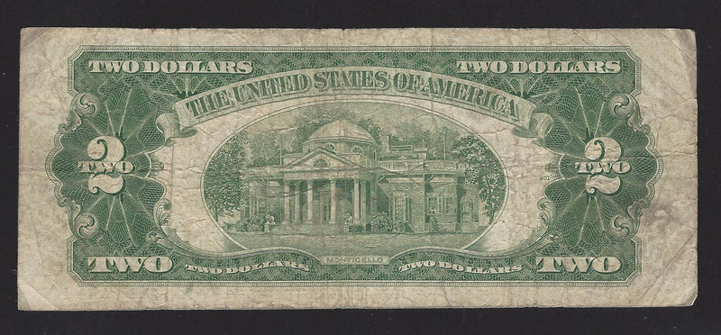 1953 A USA $2 Two Dollar Bill Red Seal Number A48184234A (VG-F)