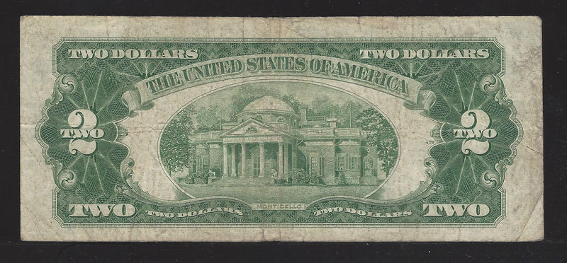 1953 A USA $2 Two Dollar Bill Red Seal Number A54127658A (VG-F)