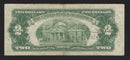 1953 B USA $2 Two Dollar Bill Red Seal Number A63849408A (VF)
