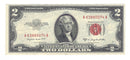 1953 B USA $2 Two Dollar Bill Series (A) Red Seal Number A63880074A (VF-EF)