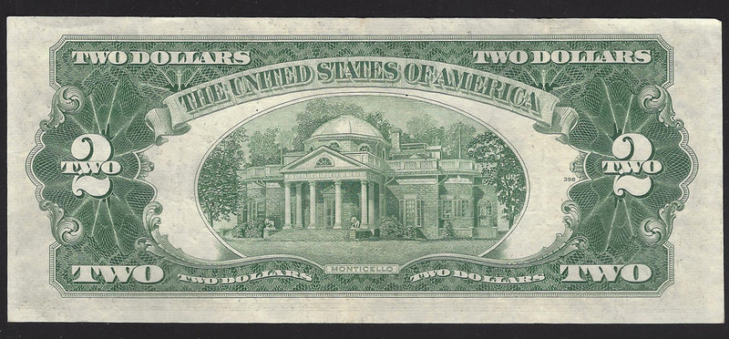 1953 B USA $2 Two Dollar Bill Series (A) Red Seal Number A63880074A (VF-EF)