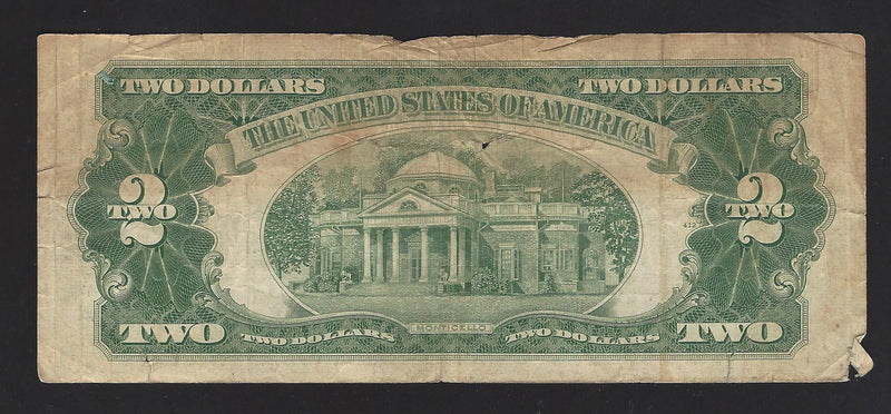 1953 C USA $2 Two Dollar Bill Red Seal Number A79341878A (VG)