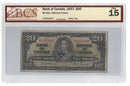 1937 Canada $20 Banknote Osborne-Towers A/E, BC-25a Certified BCS F-15