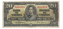 1937 Canada $20 Banknote Osborne-Towers A/E, BC-25a F/VF