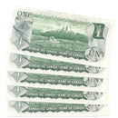 1973 Canada 5 Sequential $1 Banknote Lawson-Bouey, AE, BC-46a (C/UNC)