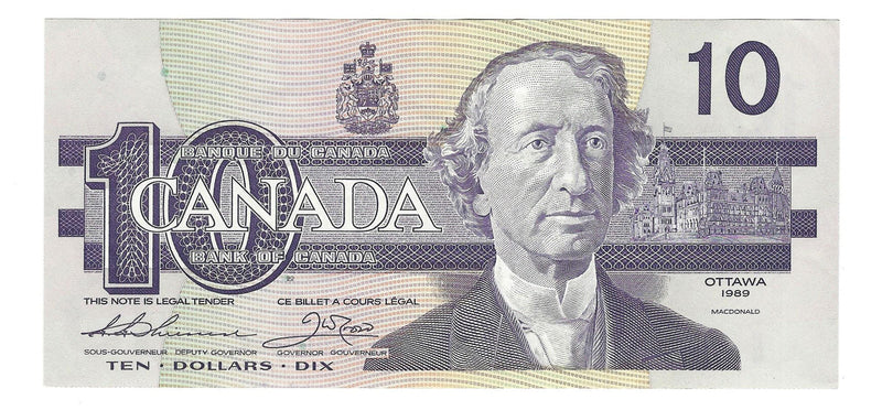 1989 Canada $10 Banknote Thiessen-Crow ,AEK, BC-57a  (CH/UNC)