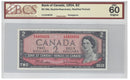1954 Canada $2 Banknote Beattie-Rasminsky, A/G, BC-38b BCS Certified UNC 60 Original
