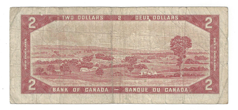 1954 Canada $2 Banknote Bouey-Rasminsky, A/G, BC-38c (F)