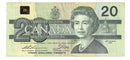 1991 Canada $20 Banknote Thiessen-Crow,  AIX  Without Serifs,  BC-58aA-ii (Circ.)