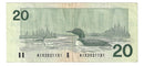 1991 Canada $20 Banknote Thiessen-Crow, AIX Without Serifs, BC-58aA-ii (Circ.)