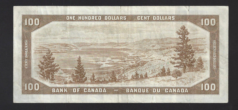 1954 $100 Bank of Canada Note Beattie-Coyne Prefix A/J4208164 BC-43a (VF)