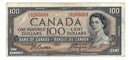 1954 Canada $100 Banknote Beattie-Coyne Modifield Portrait A/J BC-43a Circulated