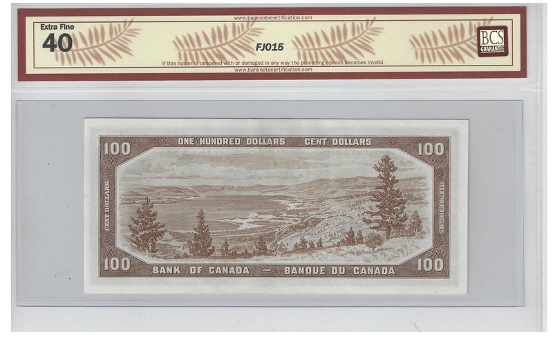 1954 $100 Banknote Beattie-Coyne, A/J, BC-43a BCS Certified Extra Fine 40