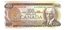 1975 Canada $100 Banknote Crow-Bouey AJC BC-52b (AB/UNC)(AU-58)