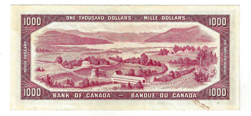 1954 Canada $1000 Banknote Lawson-Bouey, A/K, BC-44d, (Almost/UNC)