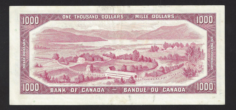 1954 $1000 Bank of Canada Note Lawson-Bouey Prefix A/K1396416 BC-44d (VF/EF)