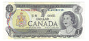 1973 Canada $1 Banknote Crow-Bouey, ALW, BC-46b (UNC)