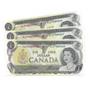 1973 Canada 3 Sequential $1 Banknote Crow-Bouey, ALZ, BC-46b (UNC)