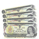 1973 Canada 4 Sequential $1 Banknote Crow-Bouey, ALZ, BC-46b (C/UNC)