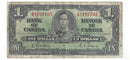1937 Canada $1 Banknote Gordon-Towers (WP), A/M, BC-21c (VG)