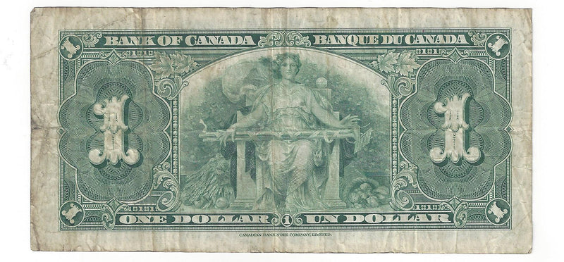 1937 Canada $1 Banknote Gordon-Towers (WP), A/M, BC-21c (VG)