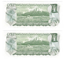 1973 Canada 2 Sequential $1 Banknote Crow-Bouey, AMK, BC-46b (UNC)
