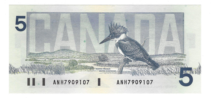 1986 Canada $5 Banknote Knight-Thiessen ,ANH, BC-56d  (C/UNC)