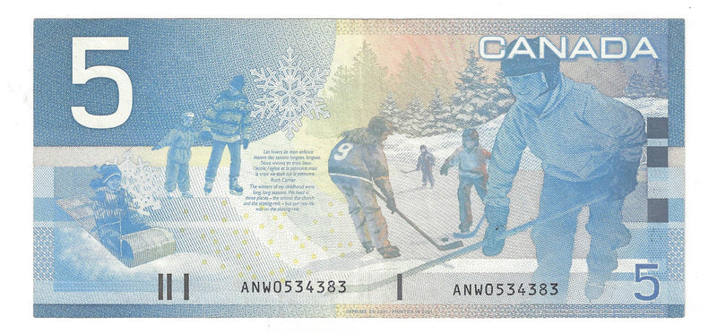 2001 Canada $5 Banknote Jenkins-Dodge, ANW, BC-62a, (C/Unc)