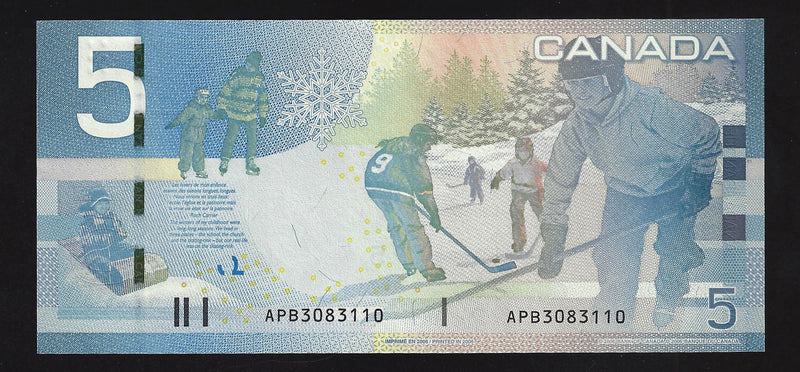 2006 $5 Bank Of Canada Note Jenkins-Dodge APB3083110 BC-67a (Unc)